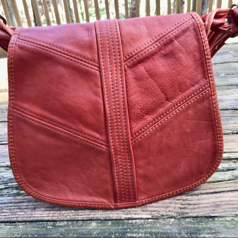 VINTAGE Burnt Orange Boho Leather Bag